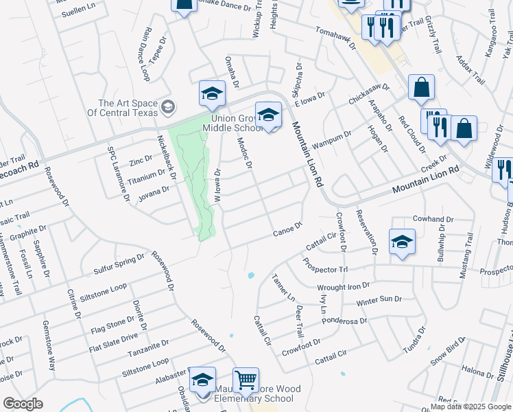 map of restaurants, bars, coffee shops, grocery stores, and more near 103 West Deer Horn Pass in Harker Heights