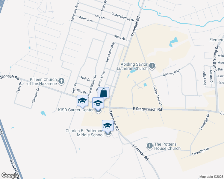 map of restaurants, bars, coffee shops, grocery stores, and more near 6904 Catherine Drive in Killeen