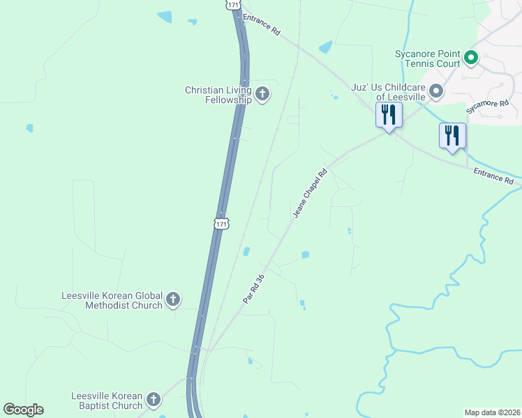 map of restaurants, bars, coffee shops, grocery stores, and more near 218-452 Tilley Road in Leesville