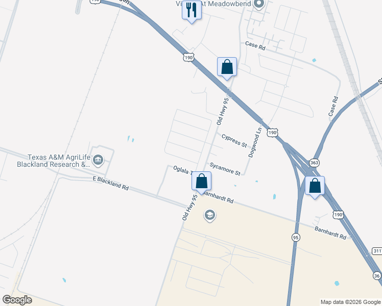 map of restaurants, bars, coffee shops, grocery stores, and more near 3800-3998 Little River Road in Temple