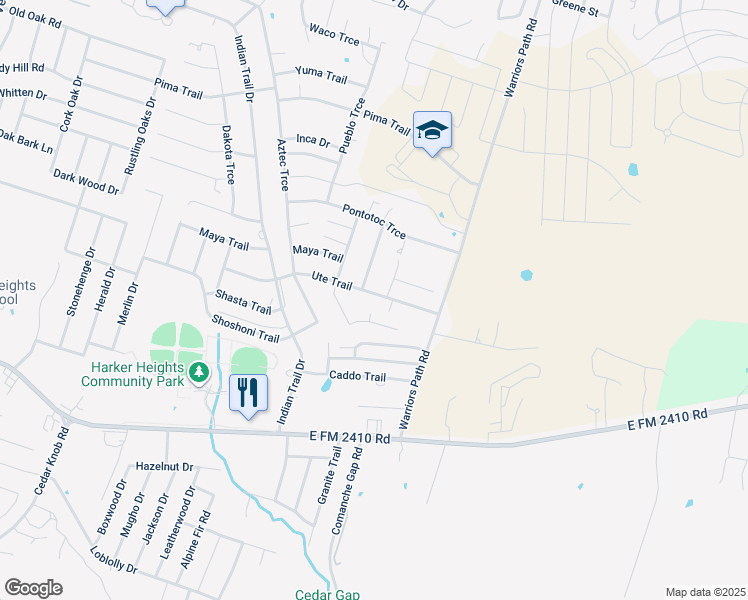 map of restaurants, bars, coffee shops, grocery stores, and more near 1820 Seminole Circle in Harker Heights