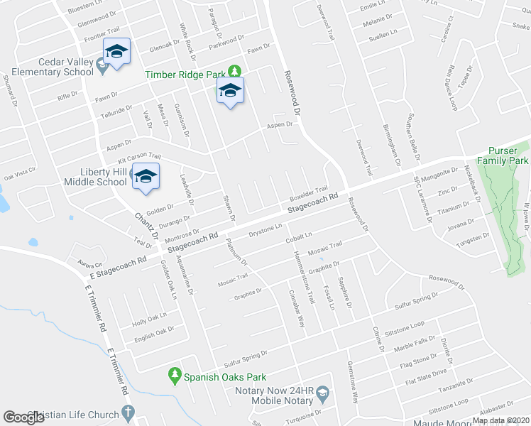 map of restaurants, bars, coffee shops, grocery stores, and more near 5806 Boxelder Trail in Killeen