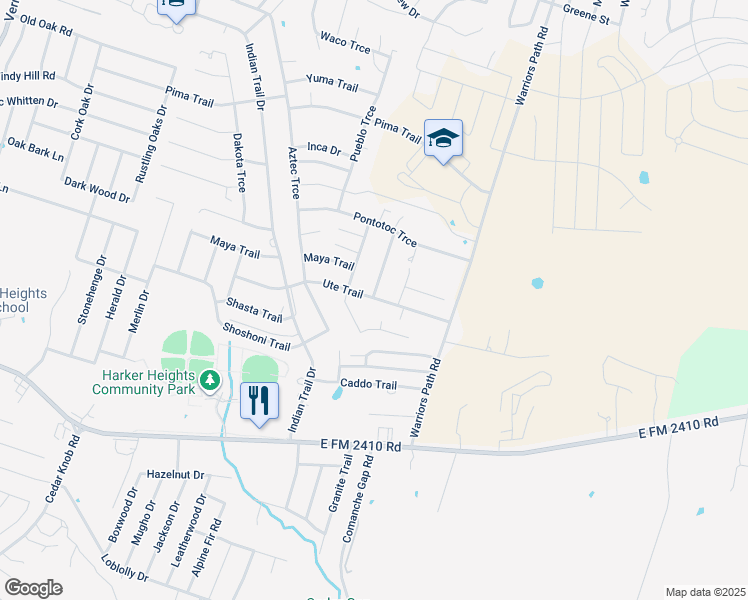 map of restaurants, bars, coffee shops, grocery stores, and more near 1820 Seminole Circle in Harker Heights