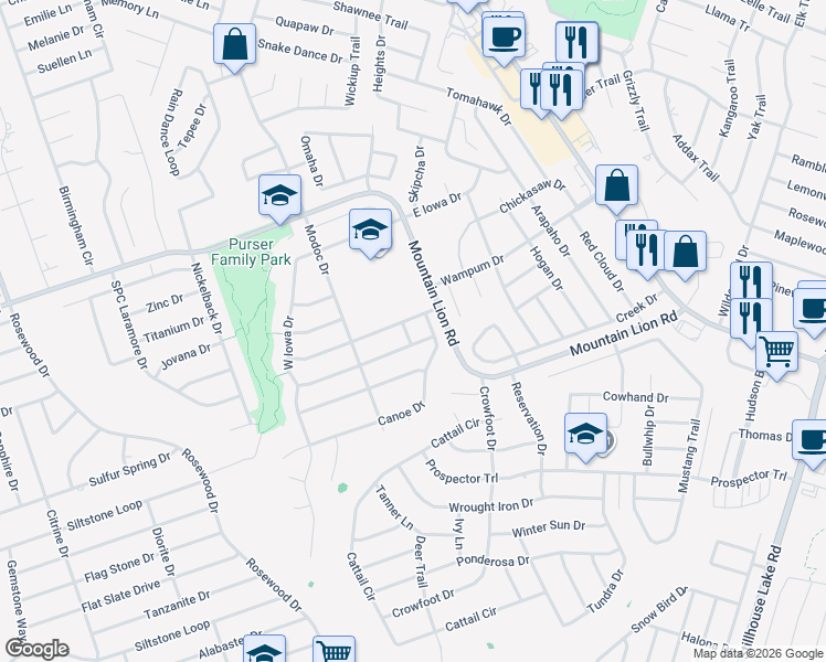 map of restaurants, bars, coffee shops, grocery stores, and more near 302 Canoe Drive in Harker Heights