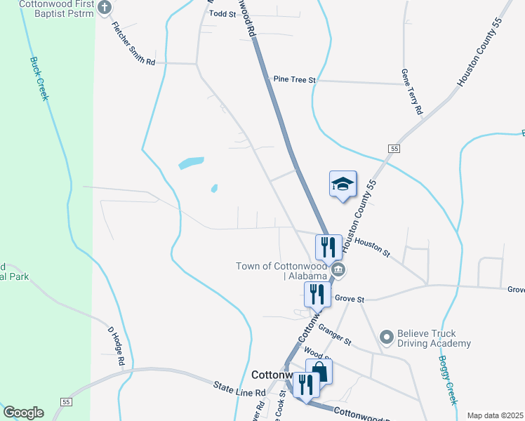 map of restaurants, bars, coffee shops, grocery stores, and more near 33 Dogwood Drive in Cottonwood