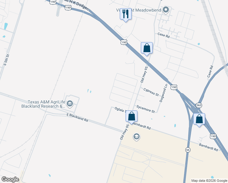 map of restaurants, bars, coffee shops, grocery stores, and more near 3702 Little River Road in Temple