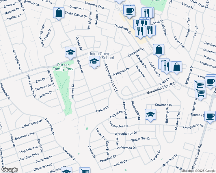map of restaurants, bars, coffee shops, grocery stores, and more near 302 Canoe Drive in Harker Heights