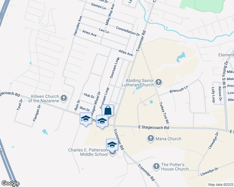 map of restaurants, bars, coffee shops, grocery stores, and more near 6803 Catherine Drive in Killeen