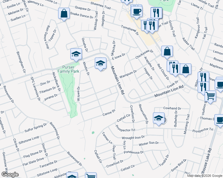 map of restaurants, bars, coffee shops, grocery stores, and more near 302 Canoe Drive in Harker Heights