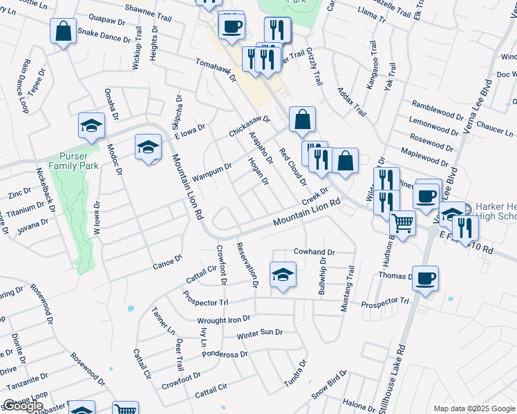 map of restaurants, bars, coffee shops, grocery stores, and more near 608 Totem Trail in Harker Heights