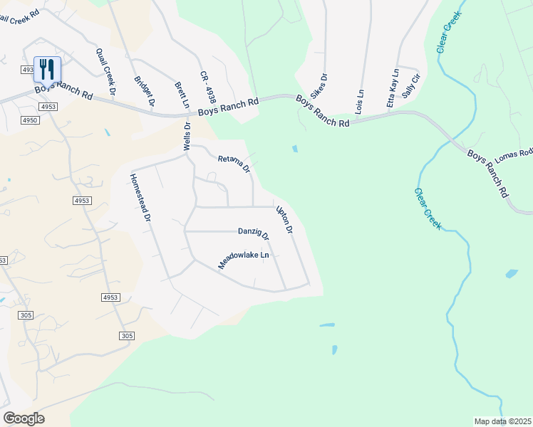map of restaurants, bars, coffee shops, grocery stores, and more near 3417 Upton Drive in Kempner