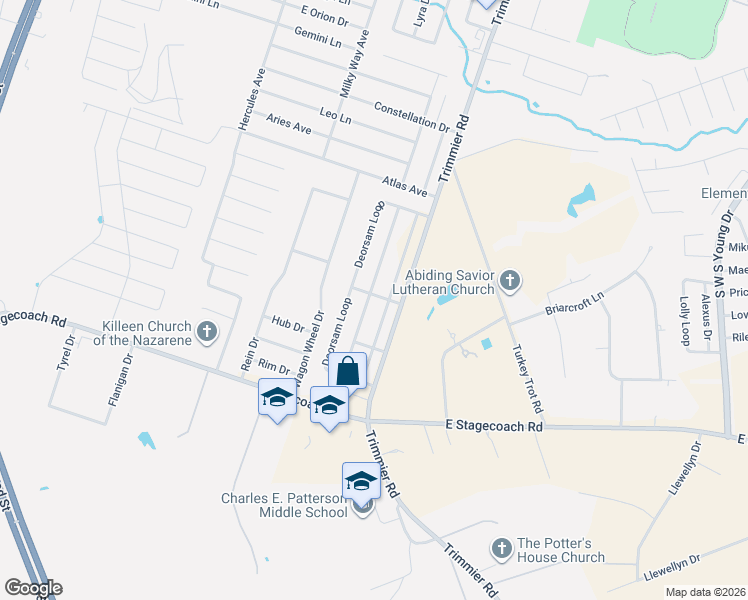map of restaurants, bars, coffee shops, grocery stores, and more near 6803 Catherine Drive in Killeen