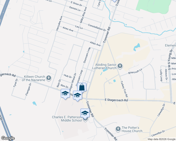 map of restaurants, bars, coffee shops, grocery stores, and more near 6803 Catherine Drive in Killeen