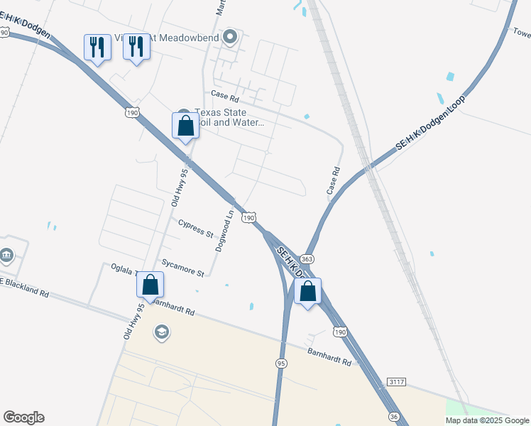 map of restaurants, bars, coffee shops, grocery stores, and more near 22022 Southeast H K Dodgen in Temple