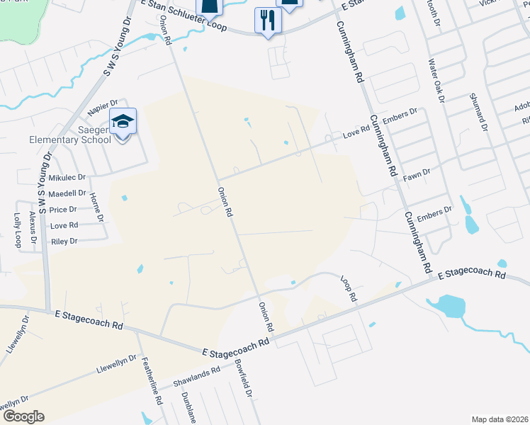 map of restaurants, bars, coffee shops, grocery stores, and more near 3570 Hope Road in Killeen