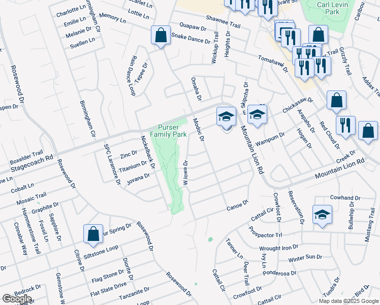map of restaurants, bars, coffee shops, grocery stores, and more near 2504 Modoc Drive in Harker Heights
