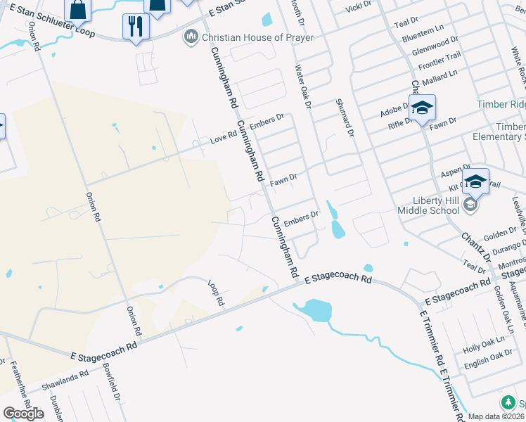 map of restaurants, bars, coffee shops, grocery stores, and more near 5301 Cunningham Road in Killeen