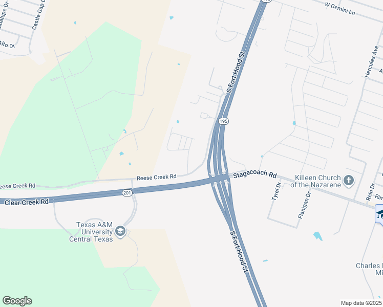 map of restaurants, bars, coffee shops, grocery stores, and more near 511 Study Hall Loop in Killeen