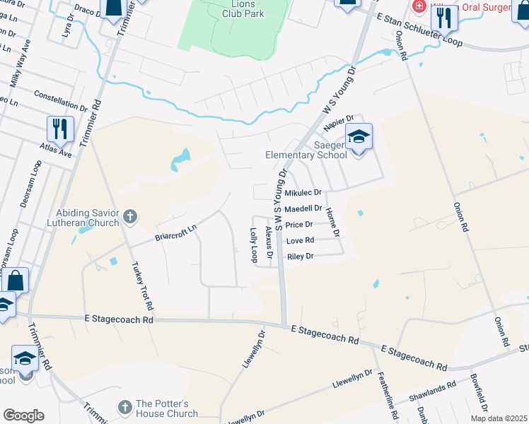 map of restaurants, bars, coffee shops, grocery stores, and more near 5909 Lolly Loop in Killeen