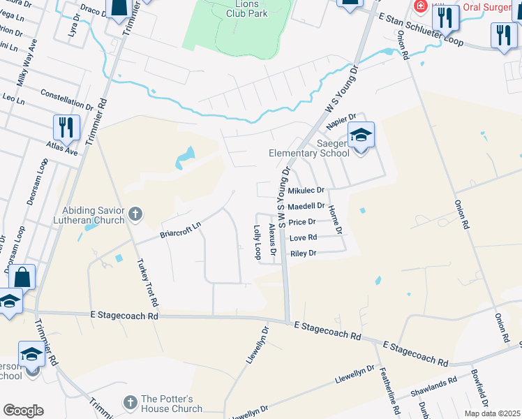 map of restaurants, bars, coffee shops, grocery stores, and more near 5909 Lolly Loop in Killeen