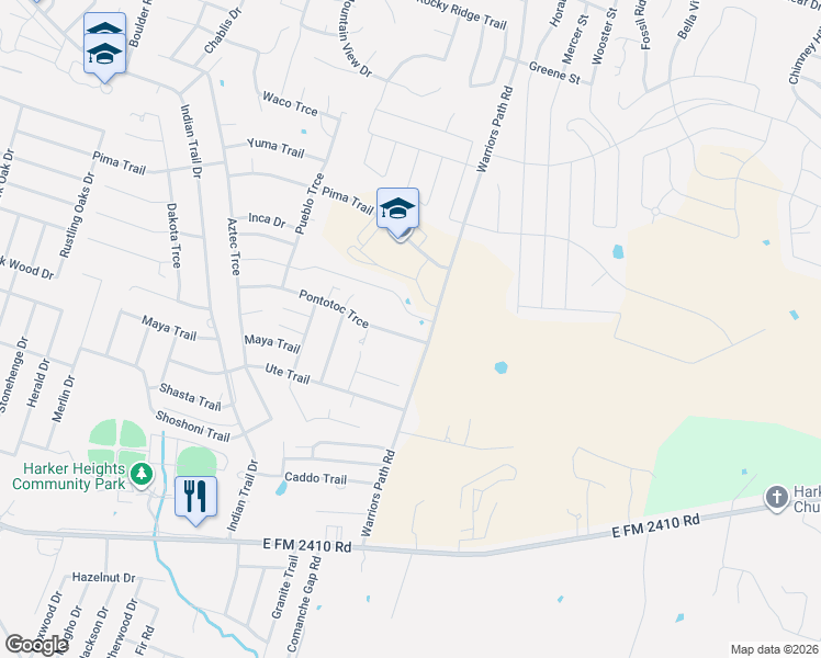map of restaurants, bars, coffee shops, grocery stores, and more near 1811 Pontotoc Trce in Harker Heights