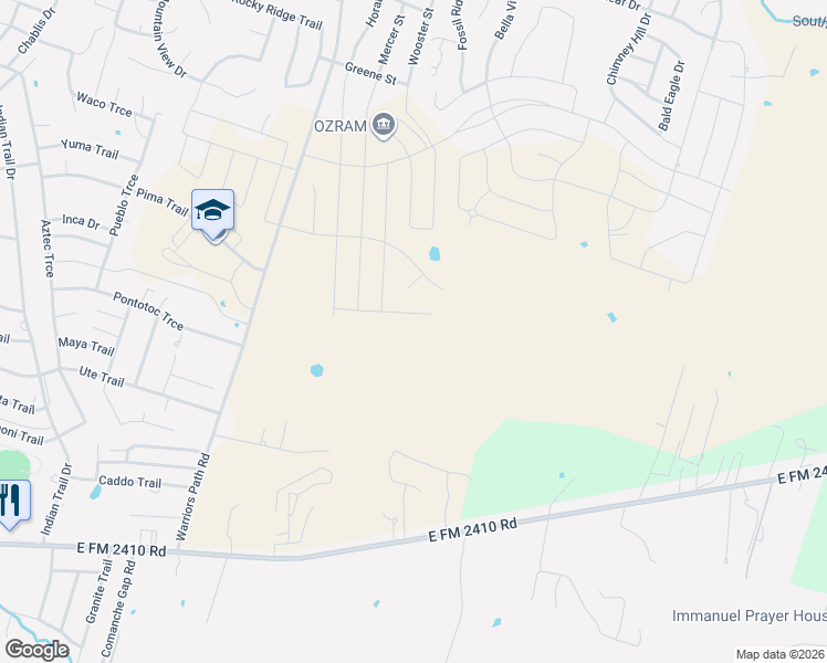 map of restaurants, bars, coffee shops, grocery stores, and more near 2199 Warriors Path in Harker Heights