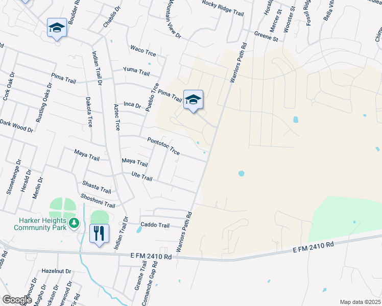 map of restaurants, bars, coffee shops, grocery stores, and more near 1807 Pontotoc Trce in Harker Heights