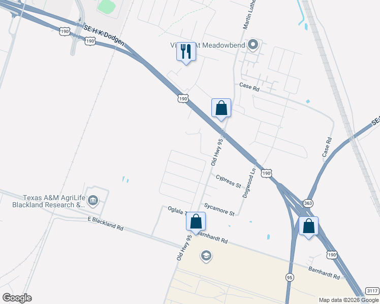 map of restaurants, bars, coffee shops, grocery stores, and more near 1607 Black Kettle Trail in Temple