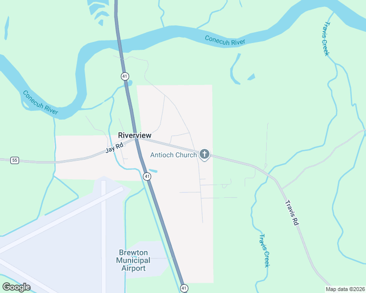 map of restaurants, bars, coffee shops, grocery stores, and more near 78-324 County Road 55 in Brewton