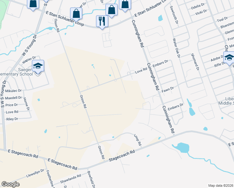 map of restaurants, bars, coffee shops, grocery stores, and more near 4022 Hope Road in Killeen