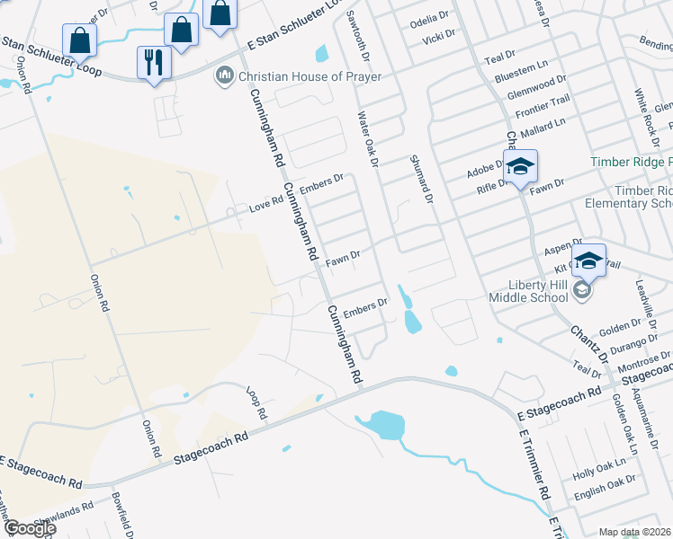 map of restaurants, bars, coffee shops, grocery stores, and more near 4107 Fawn Drive in Killeen