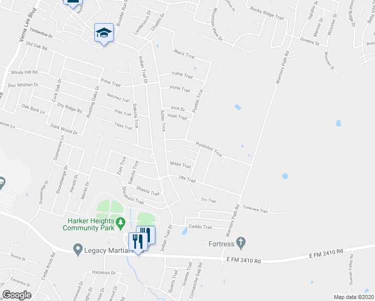 map of restaurants, bars, coffee shops, grocery stores, and more near 1606 Libby Lane in Harker Heights