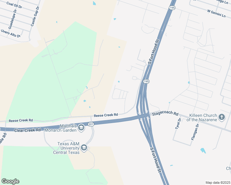 map of restaurants, bars, coffee shops, grocery stores, and more near 309 Study Hall Loop in Killeen