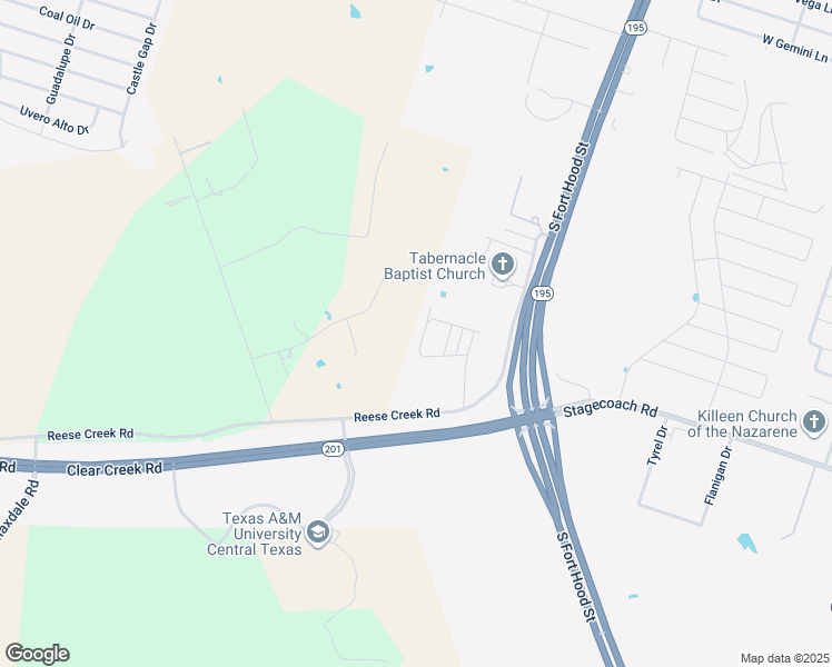 map of restaurants, bars, coffee shops, grocery stores, and more near 309 Study Hall Loop in Killeen