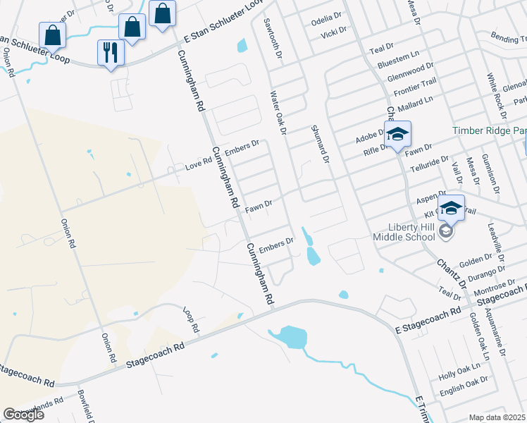 map of restaurants, bars, coffee shops, grocery stores, and more near 4107 Fawn Drive in Killeen