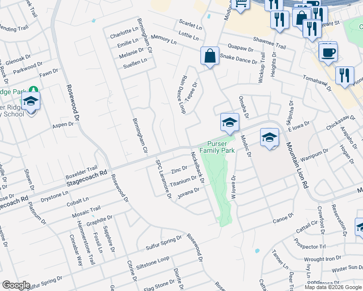 map of restaurants, bars, coffee shops, grocery stores, and more near 6491 Stagecoach Road in Killeen