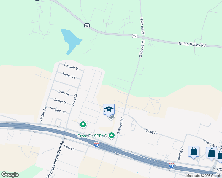 map of restaurants, bars, coffee shops, grocery stores, and more near 578 South Wheat Road in Belton