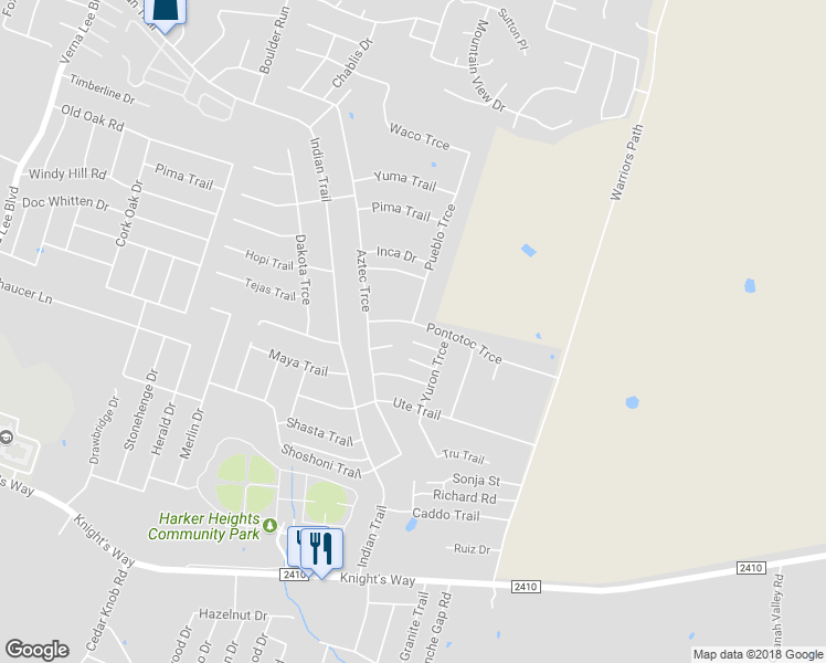 map of restaurants, bars, coffee shops, grocery stores, and more near 1606 Libby Lane in Harker Heights