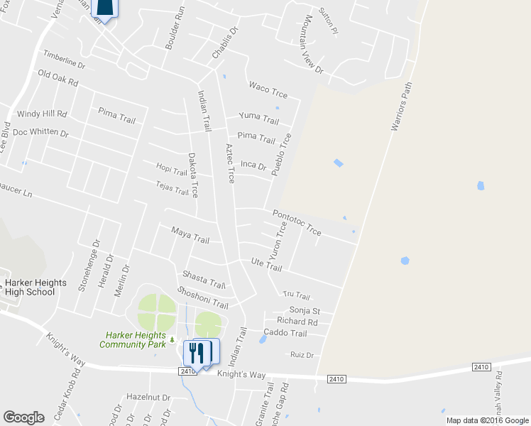 map of restaurants, bars, coffee shops, grocery stores, and more near 1606 Libby Lane in Harker Heights