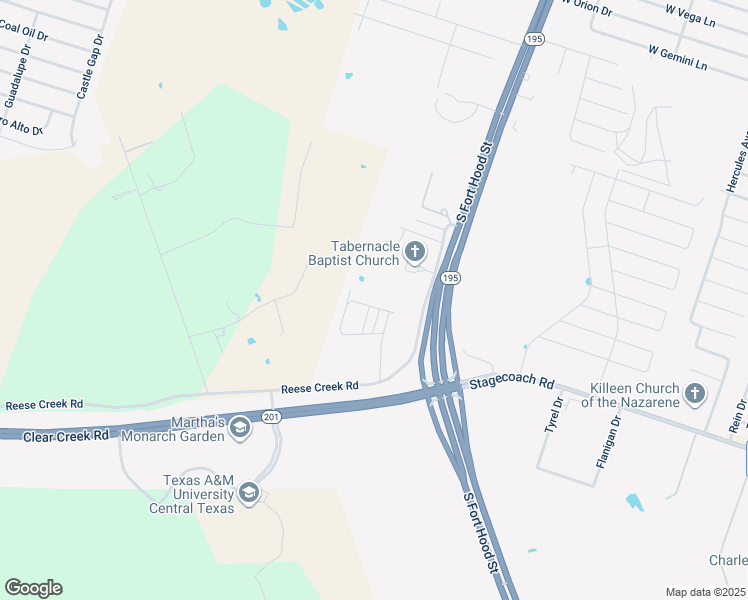 map of restaurants, bars, coffee shops, grocery stores, and more near 209 Study Hall Loop in Killeen