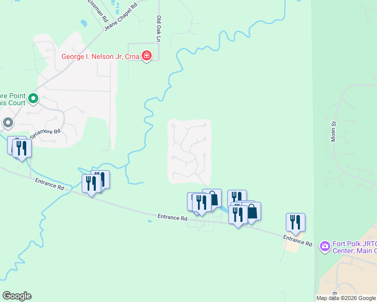 map of restaurants, bars, coffee shops, grocery stores, and more near 1000 Timber Ridge Avenue in Leesville