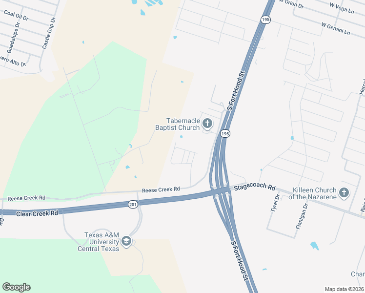 map of restaurants, bars, coffee shops, grocery stores, and more near 213 Study Hall Loop in Killeen