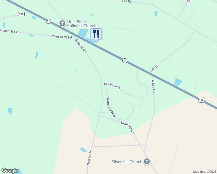 map of restaurants, bars, coffee shops, grocery stores, and more near 5 Water Lily Way in Lakeland