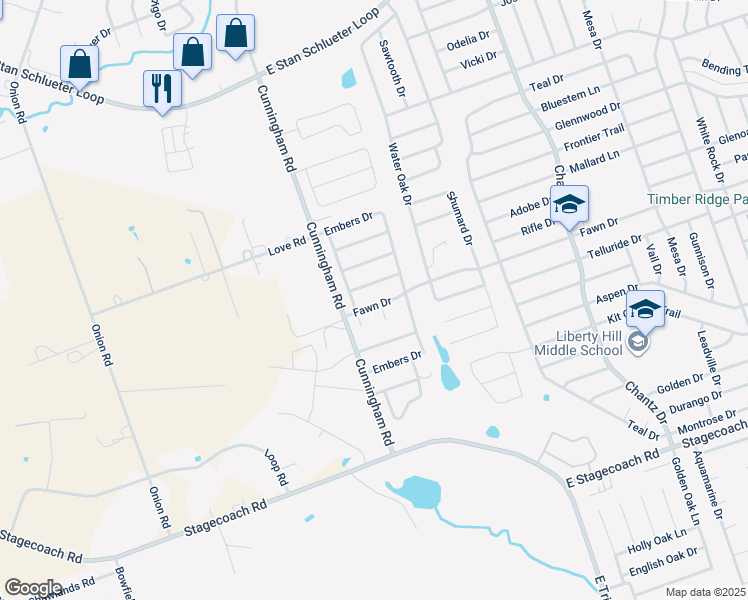 map of restaurants, bars, coffee shops, grocery stores, and more near 4107 Fawn Drive in Killeen