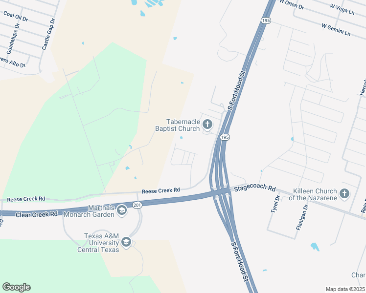 map of restaurants, bars, coffee shops, grocery stores, and more near 209 Study Hall Loop in Killeen