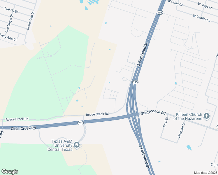 map of restaurants, bars, coffee shops, grocery stores, and more near 301 Study Hall Loop in Killeen