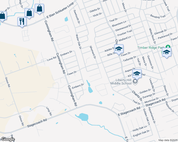 map of restaurants, bars, coffee shops, grocery stores, and more near 4803 Water Oak Drive in Killeen