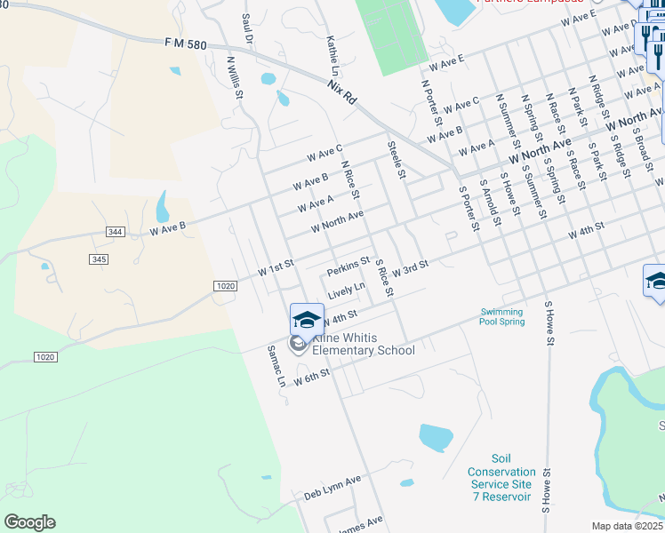 map of restaurants, bars, coffee shops, grocery stores, and more near 15 Perkins Street in Lampasas