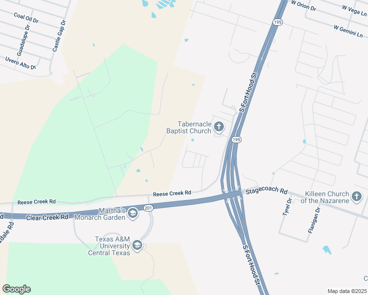 map of restaurants, bars, coffee shops, grocery stores, and more near 309 Study Hall Loop in Killeen