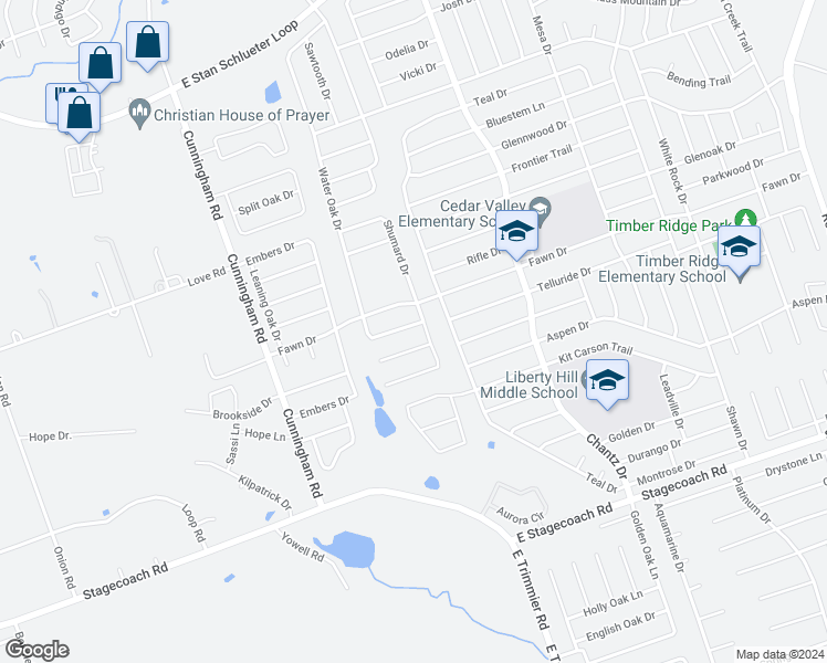 map of restaurants, bars, coffee shops, grocery stores, and more near 4814 Water Oak Drive in Killeen